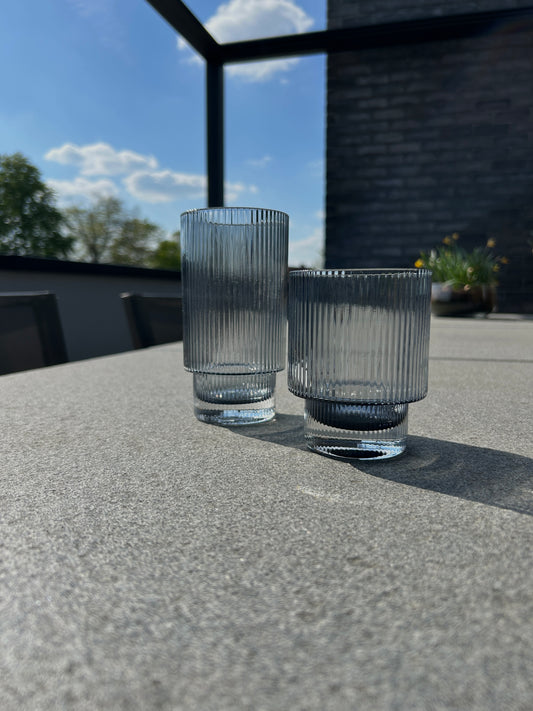 Glazenset Ribbel (12x) – Lichtgrijs